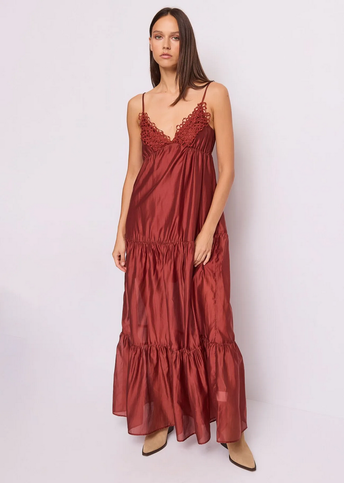 dress with straps woman brown