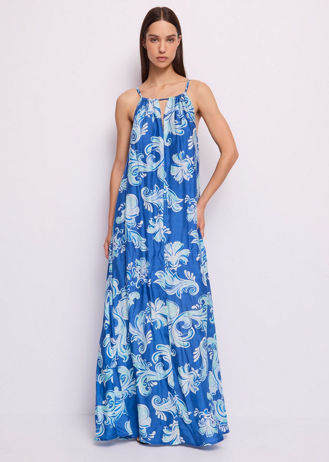 dress with print woman blue
