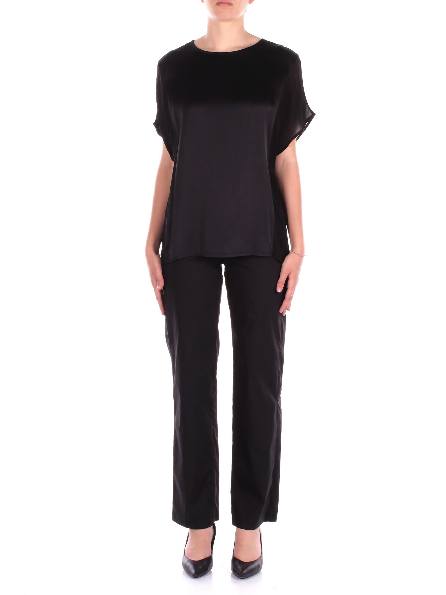 Manila Grace Woman Trousers P264cu Ma001 Straight Pants Black