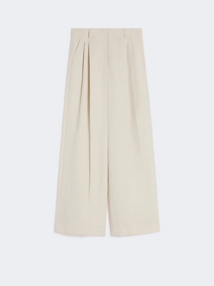 Pantalone wide leg donna beige