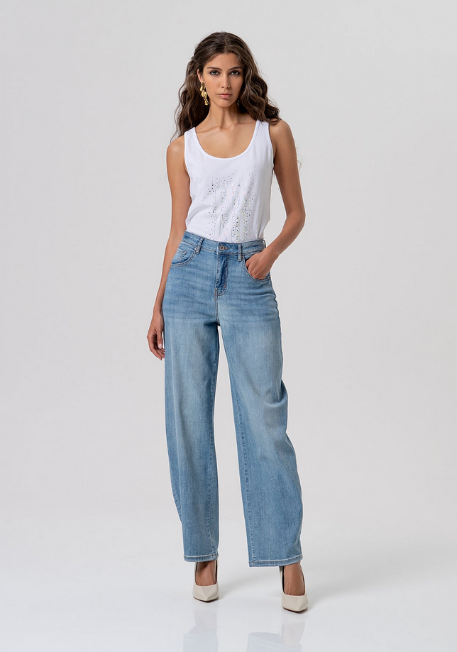 Jeans balloon fit donna blu medio