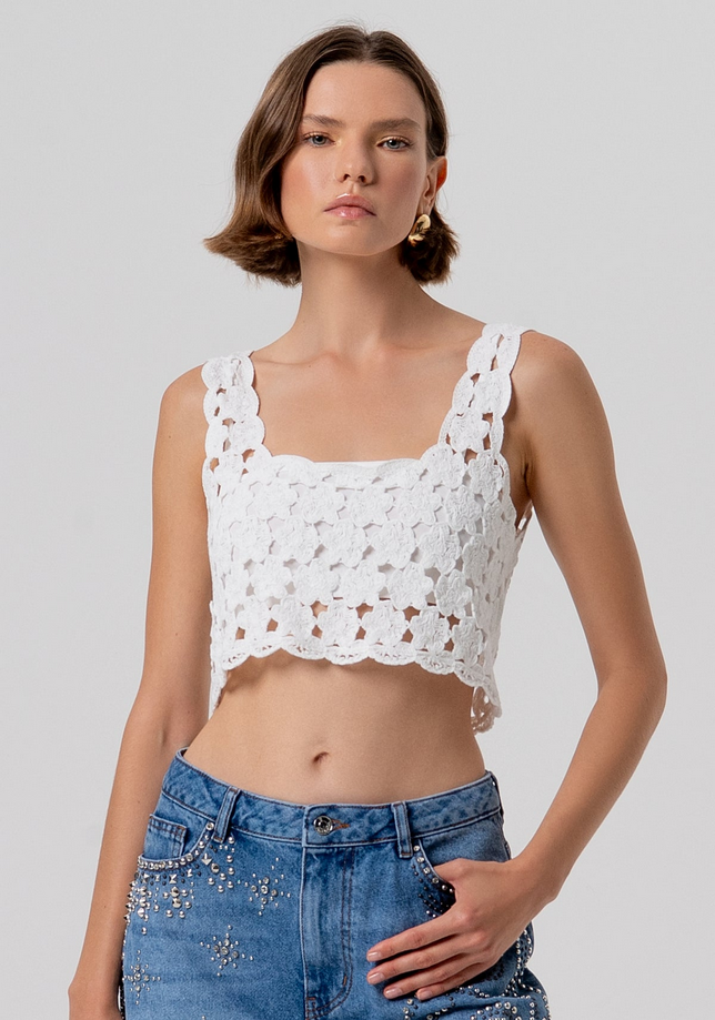 top in kant vrouw creme