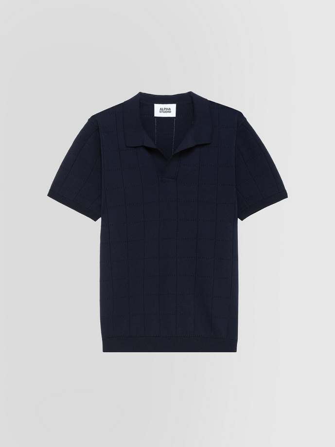 Polo traforata uomo blu notte