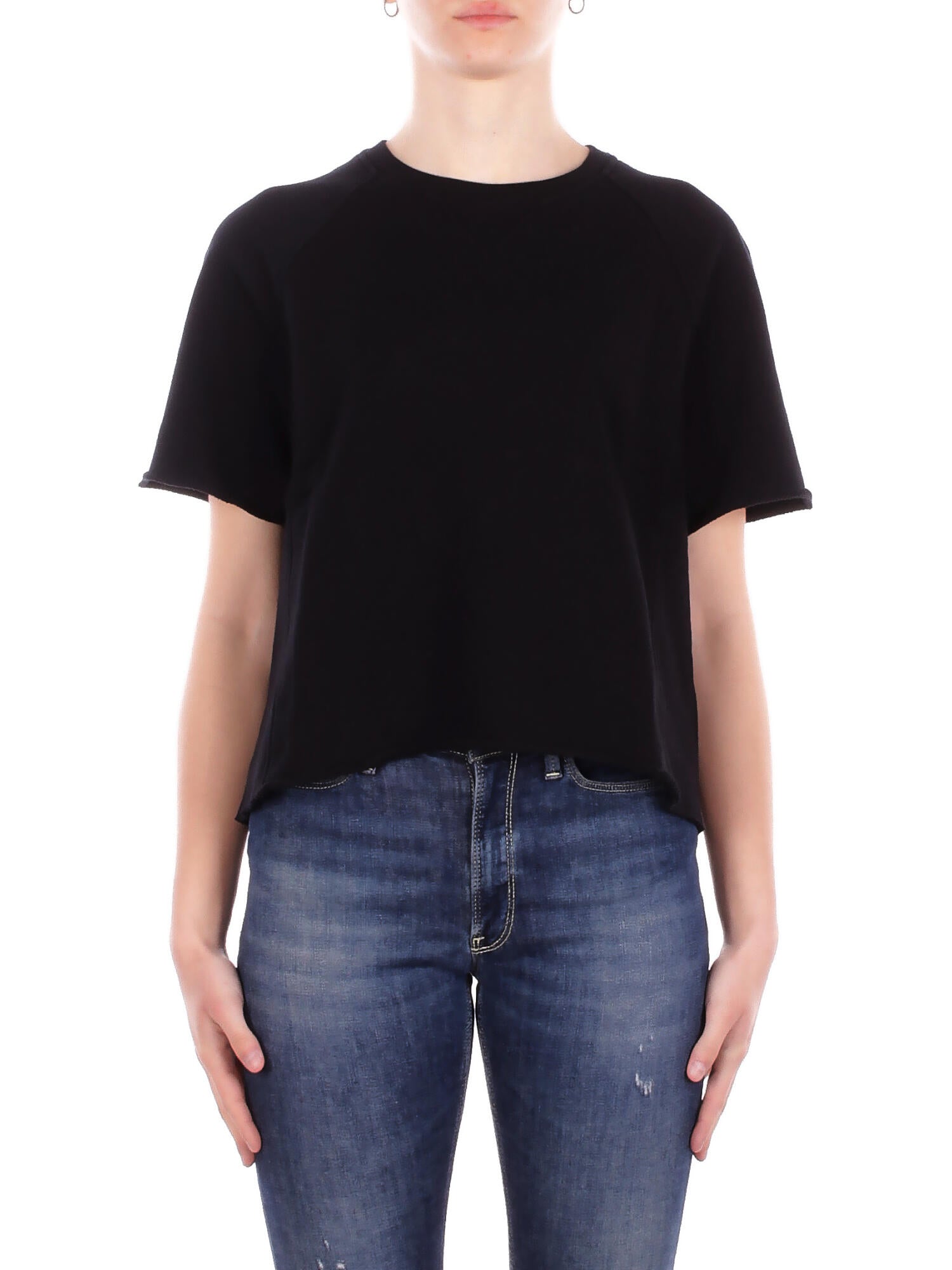 Dondup Woman T-shirt F524kf0254d 999 Regular T-shirt In Black Sweatshirt