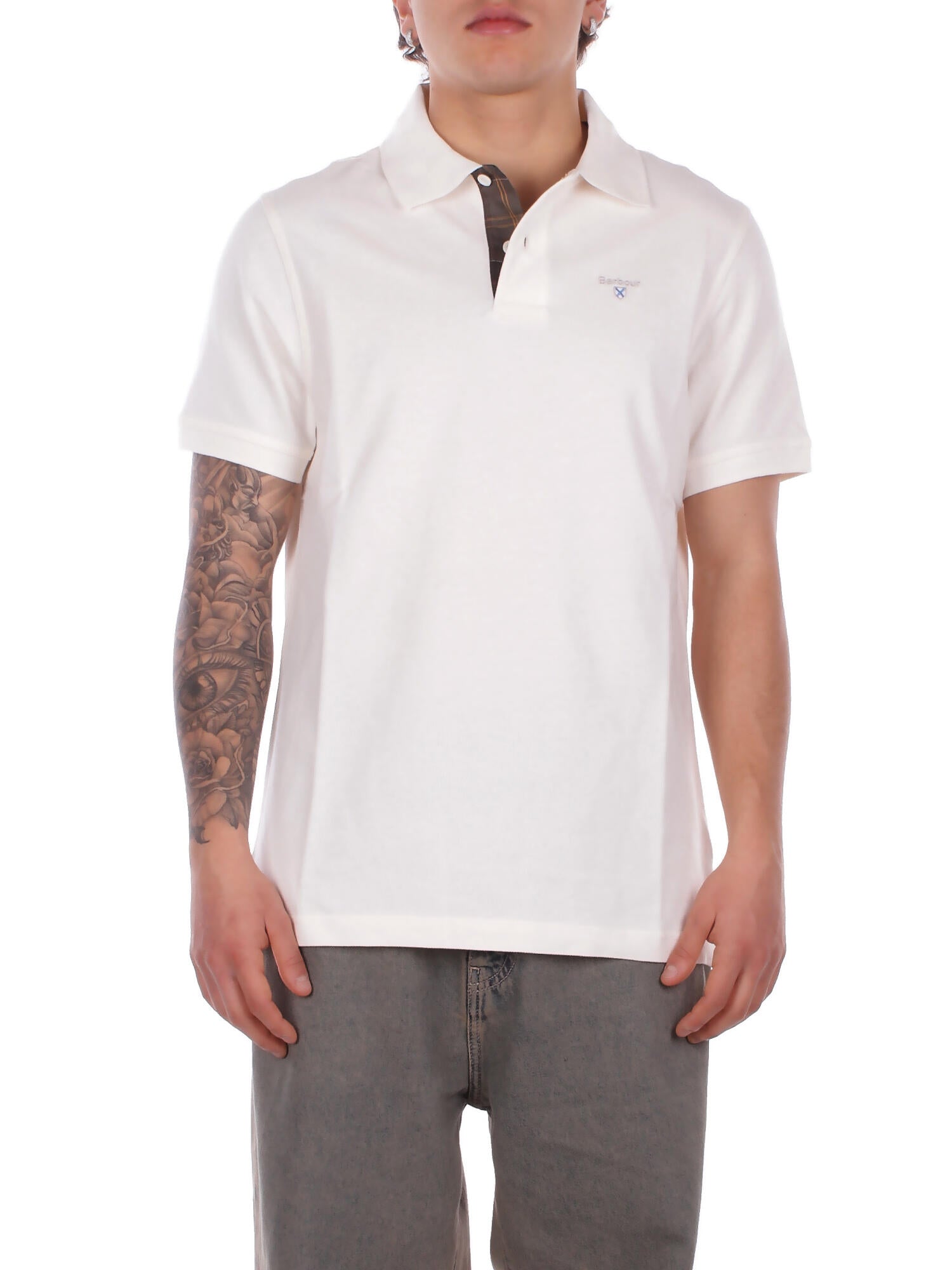 Barbour homme polo mml0012 wh71 tartan pic polo creme
