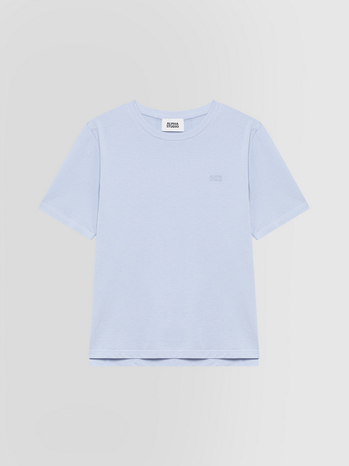 T-shirt con ricamo uomo celeste