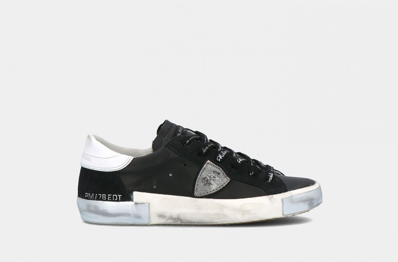 Philippe Model Logo-patch Lace-up Low-top Sneakers In Black