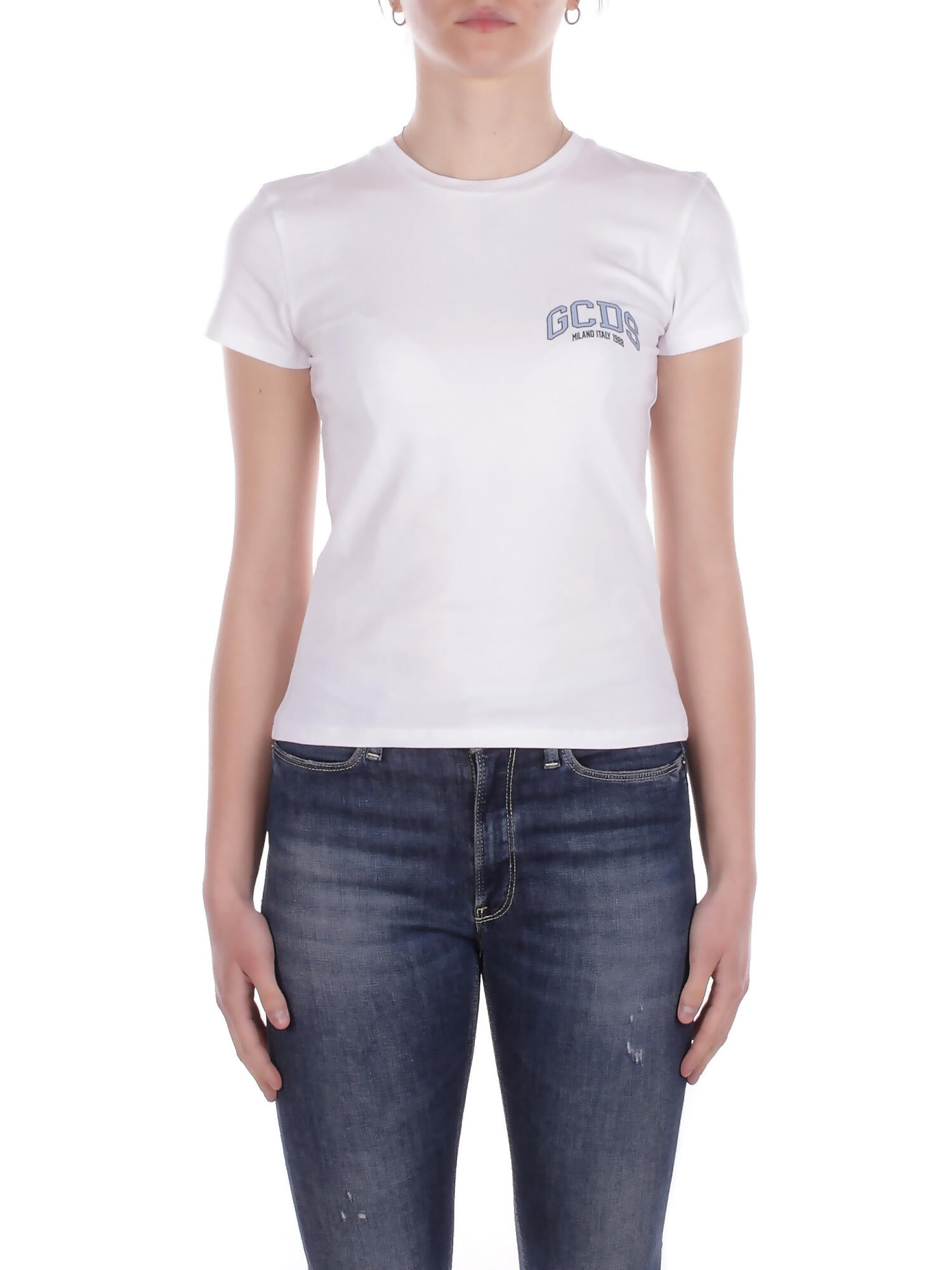 Gcds T-shirt femme c1weqc048j010 100b logo luge slim ss t-shirt blanc noir 109 €