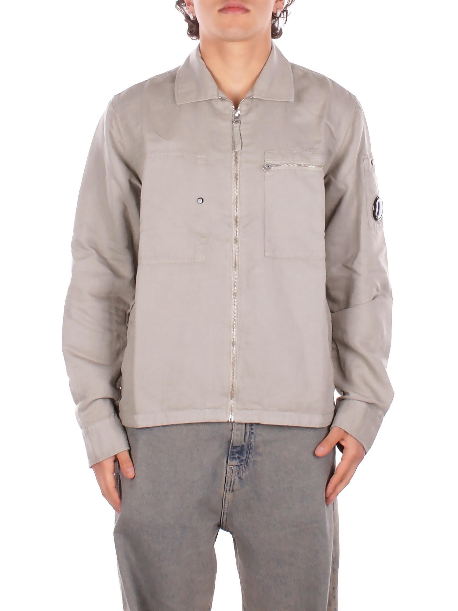 Cp entreprise homme veste 20cmos226a110626g 904 overshirt en coton lin gris clair 460 €