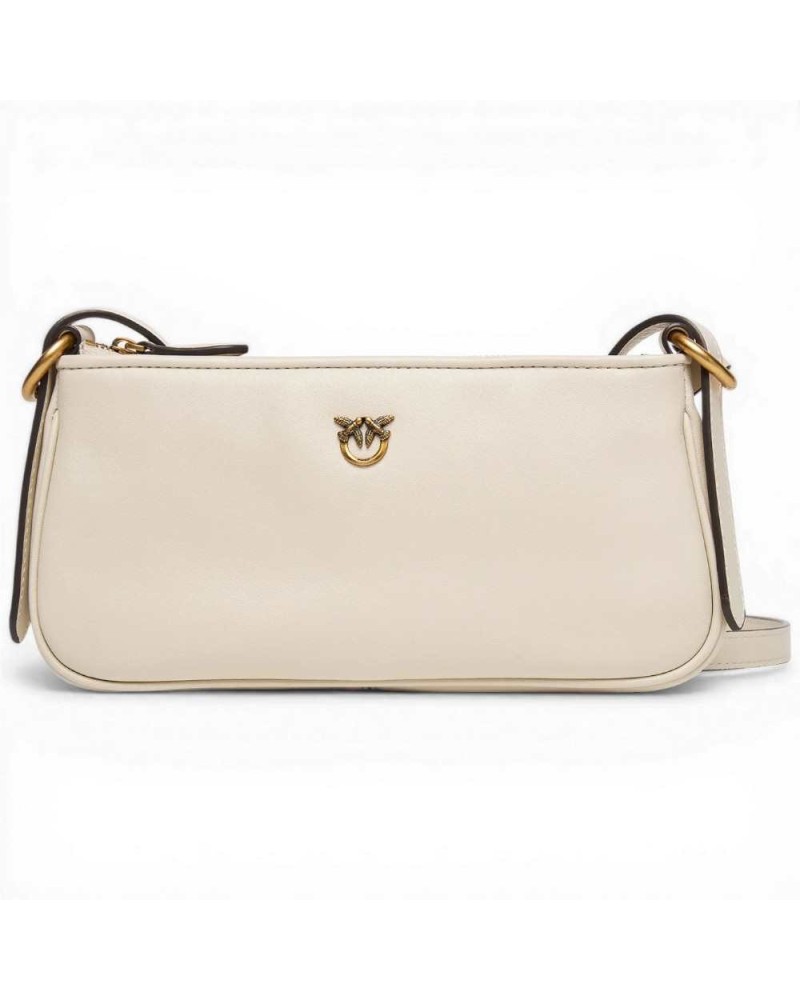 Pinko Halbmond Baguette Mini Damen Ecru Ledertasche Morbida