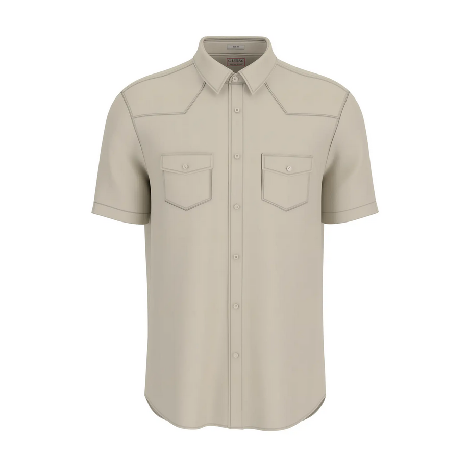 GUESS camicia western uomo beige