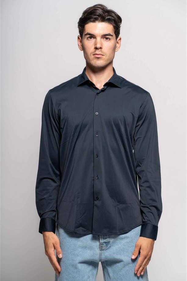 camicia tecnica uomo blu navy