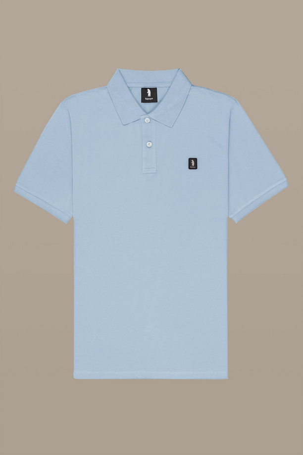 Polo con patch uomo azzurro