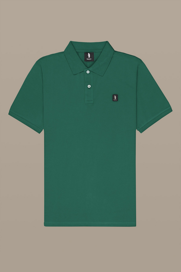 Polo con patch uomo bottle green