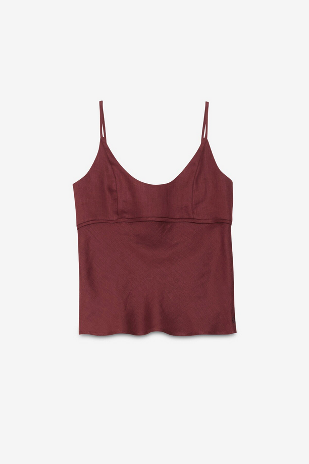 OTTOD'AME top in lino donna merlot