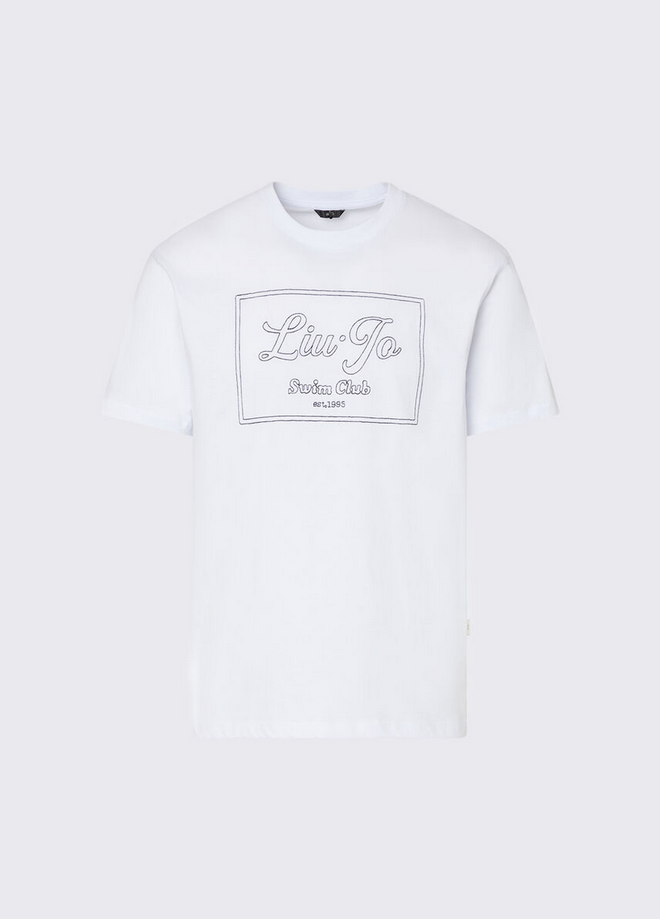 T-shirt avec logo brode homme blanc