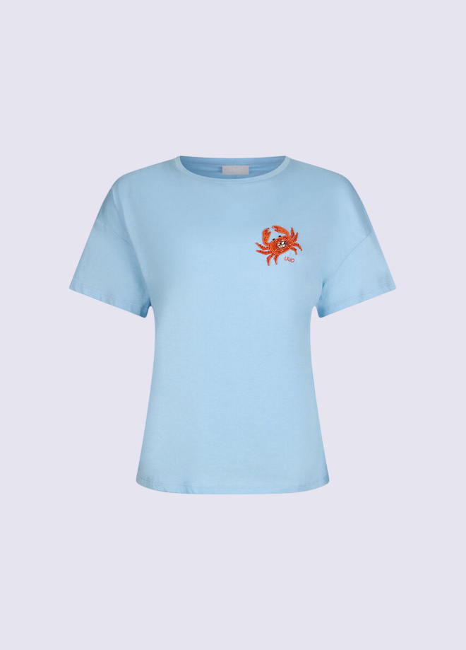 T-shirt con patch donna azzurro