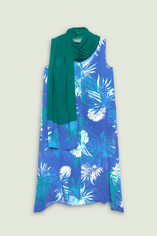 jurk met blauw-groene vrouw