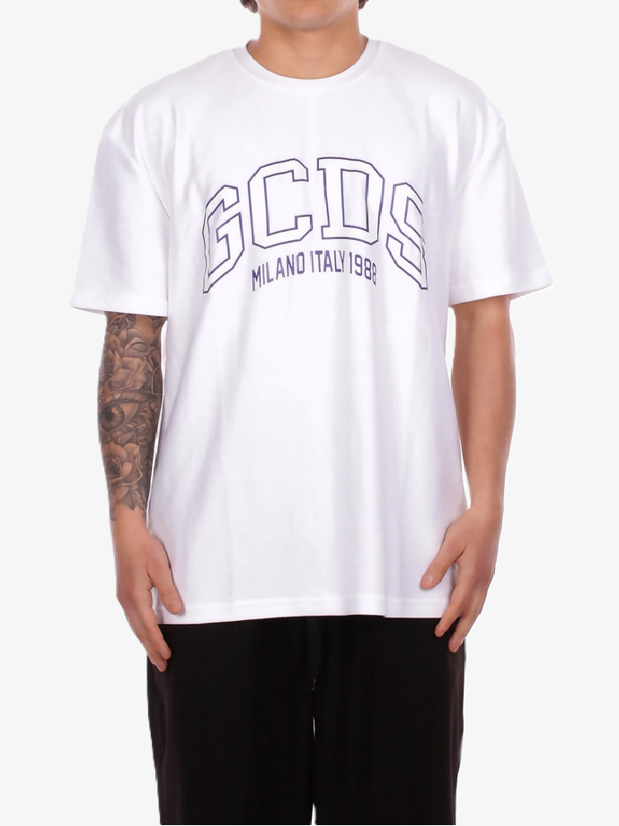 GCDS t-shirt con logo uomo bianco
