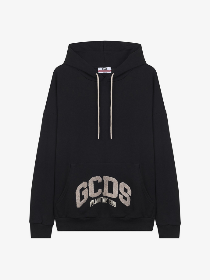 GCDS felpa con cappuccio uomo nero