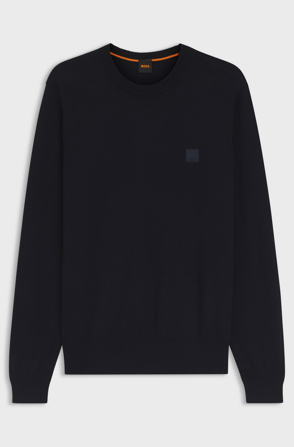 Maglia misto lino con toppa uomo blu scuro