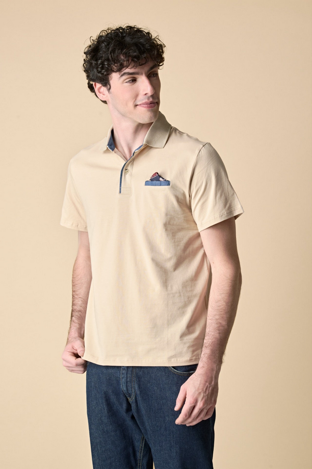 V2 polo con pochette uomo sabbia