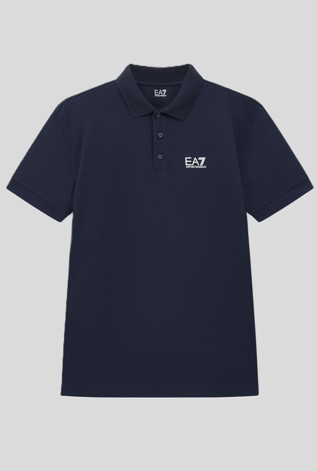 EA7 polo con logo petto uomo blu