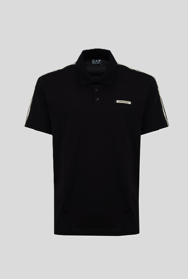EA7 polo con logo maniche uomo nero