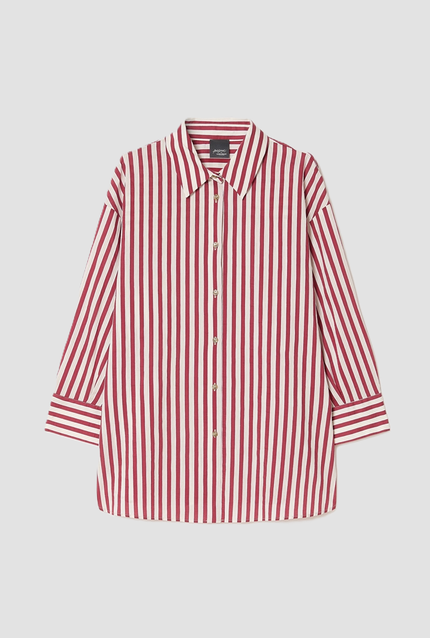 Persona Bourdeaux Striped Shirt In Red