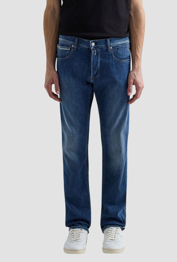 Jeans straight fit uomo blu medio