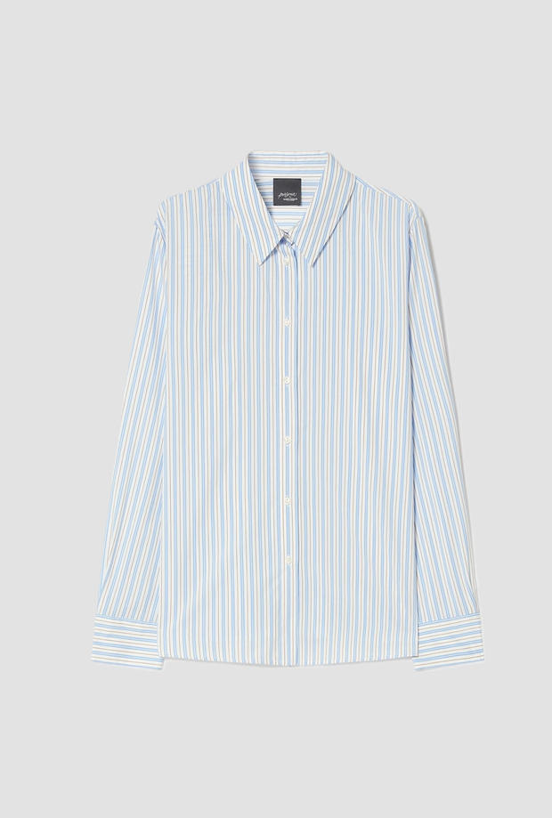 Persona Striped White Woman Shirt In Blue