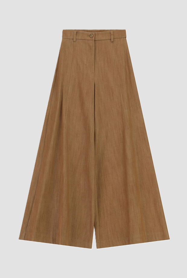 Pantalone a gamba larga donna cognac