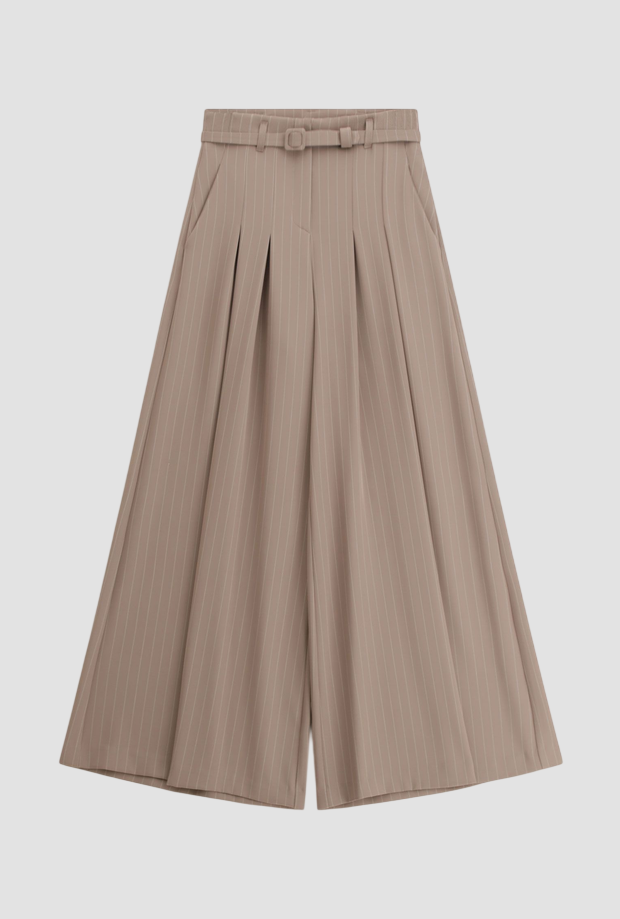 Pantalone a palazzo con righe donna fango