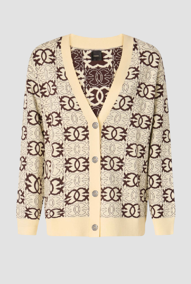 cardigan ein v liebe vogel frau beige-braun