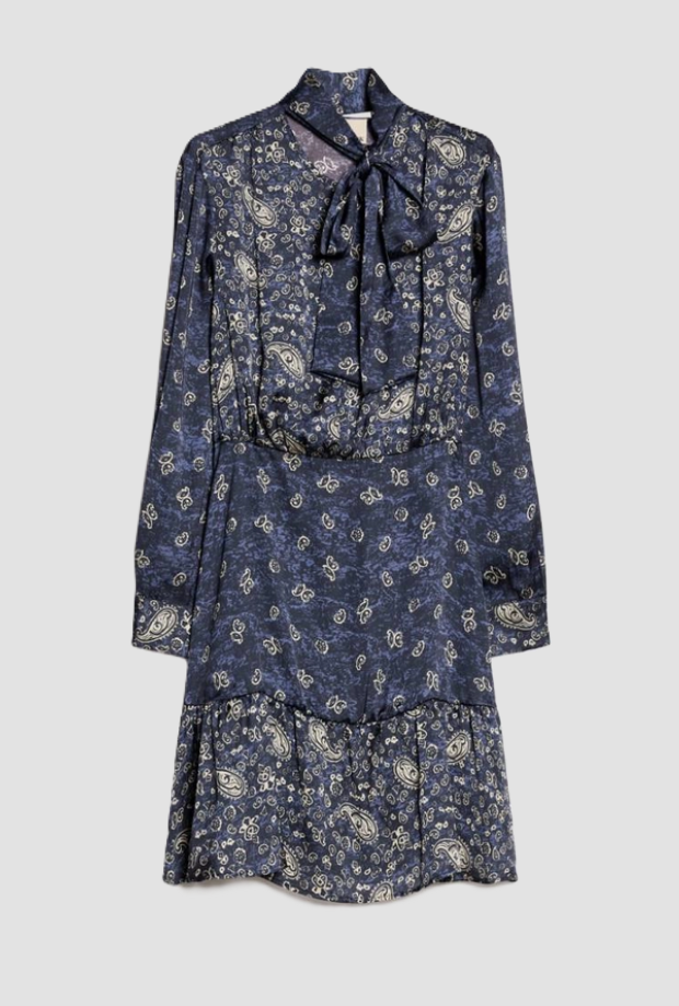jurk met print paisley vrouw blauw
