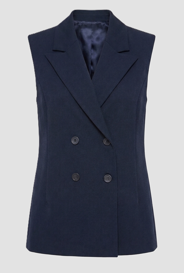 dubbelborst vest vrouw blauw