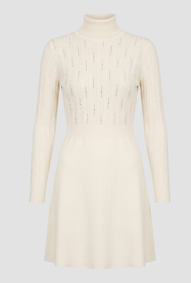 Strickkleid mit Strass Frau Creme