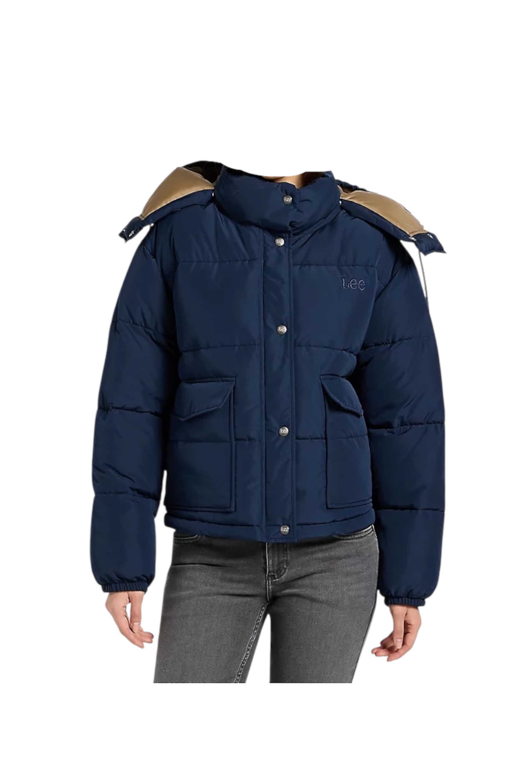 Lee Jeans Feather Crop Woman  With Hood In Blue