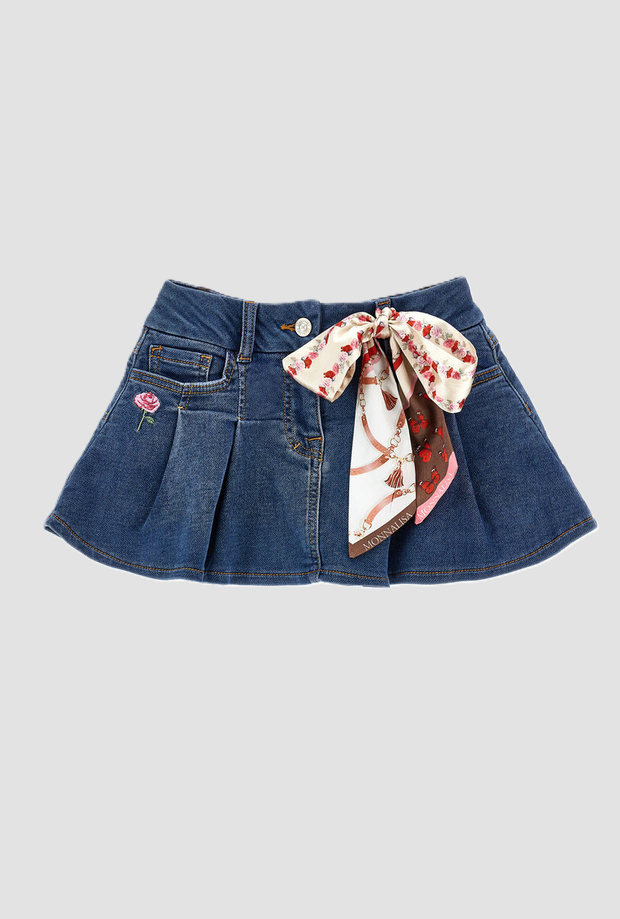 Denim rok met blauwe sjaal