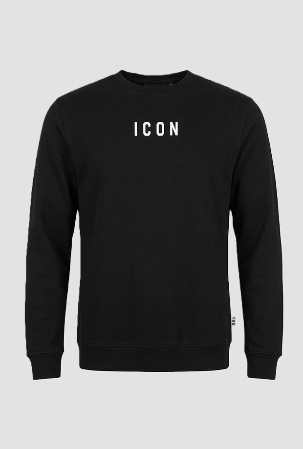 Crew Nacken Sweatshirt mit Front/Rucken Mann Logo schwarz