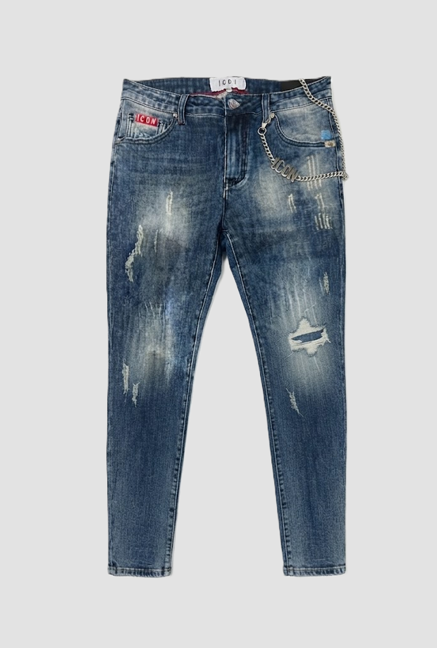 slim fit jeans met donkerblauw achter logo