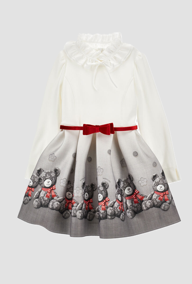 Kleid mit Kragen Volant und Baren Madchen grau