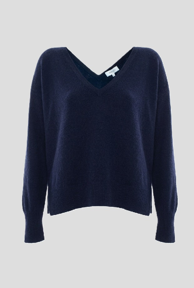 gaas met v-hals blauwe vrouw