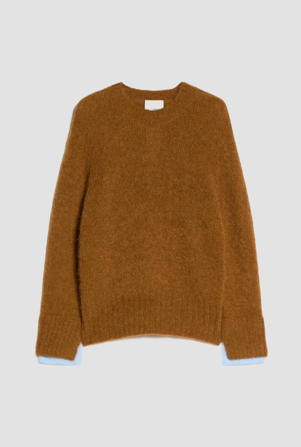 mesh in alpaca blend vrouw tabak