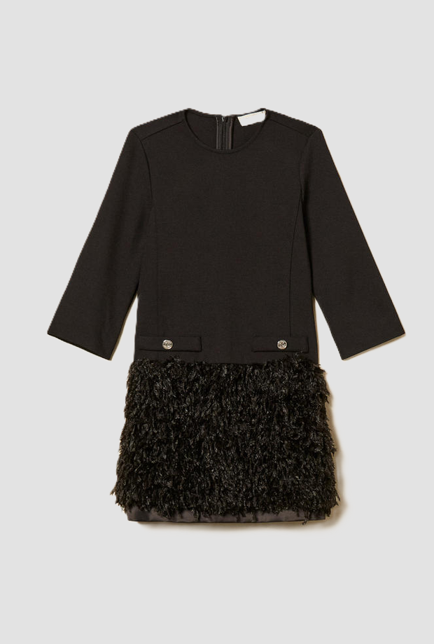 Kleid mit Rock Fransen Effekt schwarz Madchen