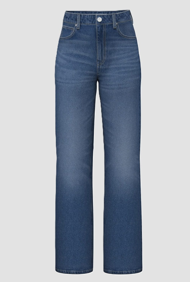 jeans breed been vrouw blauw medium