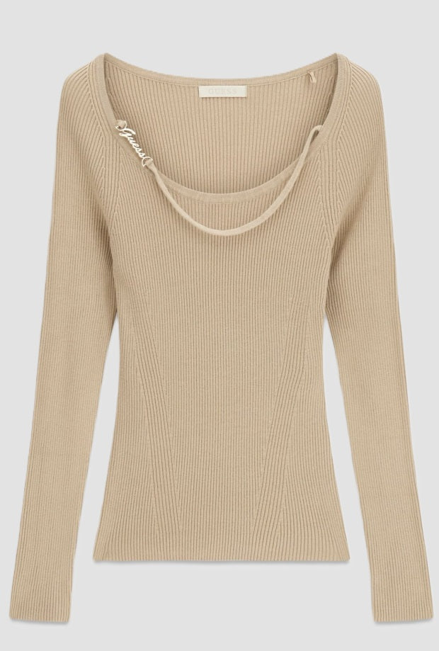 gaas met brede halsband vrouw beige