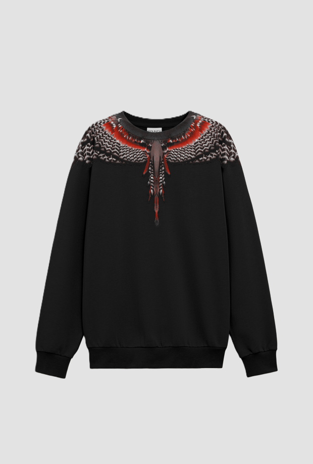 Sweatshirt Flugel Crew Hals schwarz