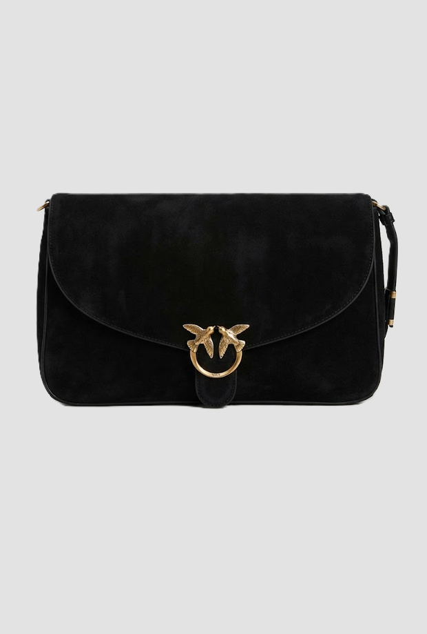 Tasche in Wildleder Liebe Vogel Frau schwarz