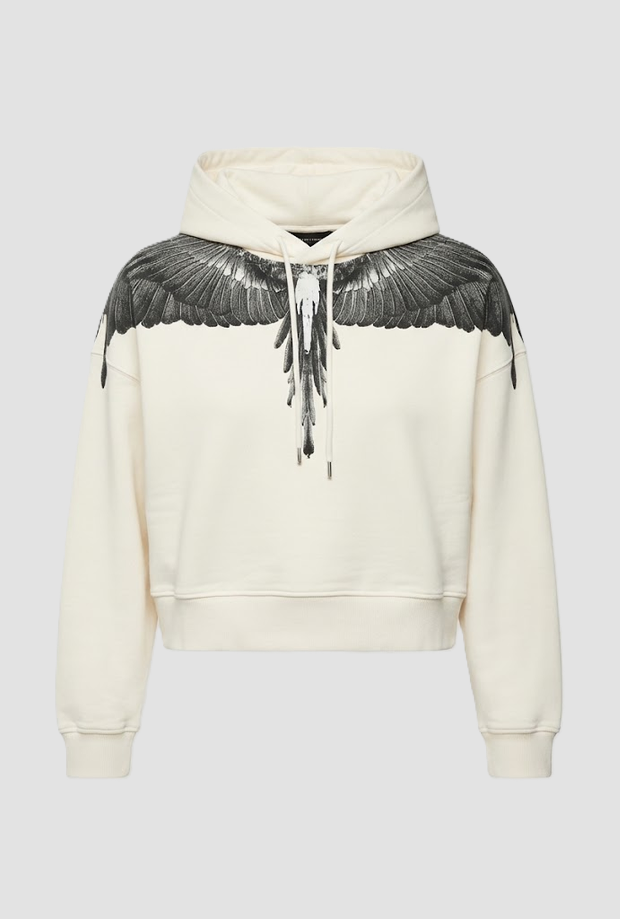 Crop Sweatshirt mit Kapuze Frau Creme